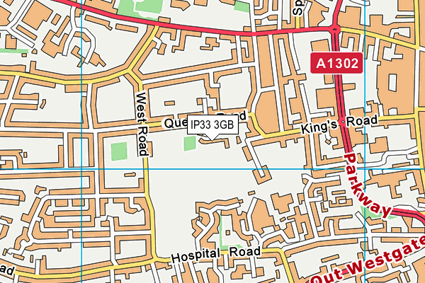 IP33 3GB map - OS VectorMap District (Ordnance Survey)