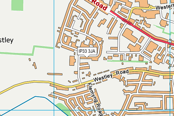 IP33 3JA map - OS VectorMap District (Ordnance Survey)