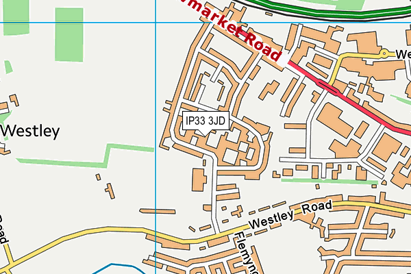 IP33 3JD map - OS VectorMap District (Ordnance Survey)