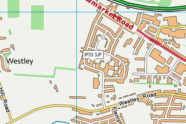 IP33 3JF map - OS VectorMap District (Ordnance Survey)