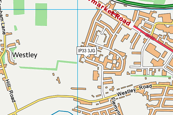 IP33 3JG map - OS VectorMap District (Ordnance Survey)