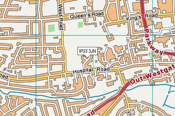 IP33 3JN map - OS VectorMap District (Ordnance Survey)