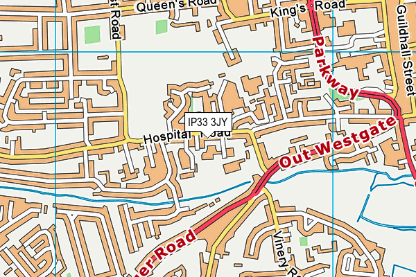 IP33 3JY map - OS VectorMap District (Ordnance Survey)