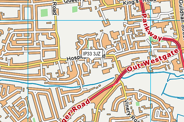 IP33 3JZ map - OS VectorMap District (Ordnance Survey)