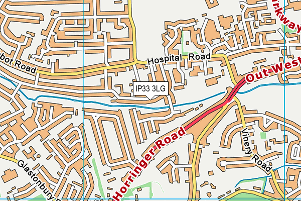 IP33 3LG map - OS VectorMap District (Ordnance Survey)