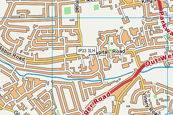 IP33 3LH map - OS VectorMap District (Ordnance Survey)