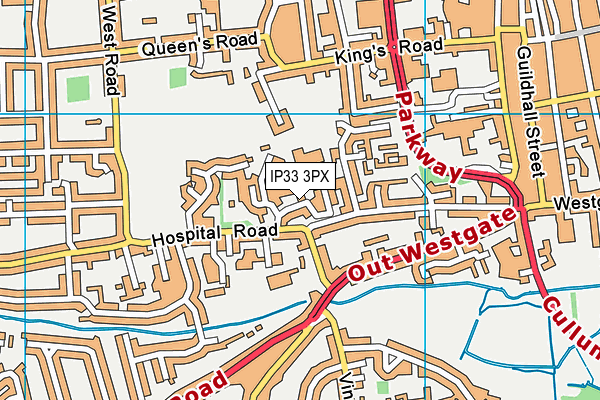 IP33 3PX map - OS VectorMap District (Ordnance Survey)