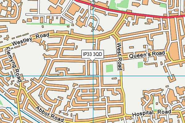 IP33 3QD map - OS VectorMap District (Ordnance Survey)
