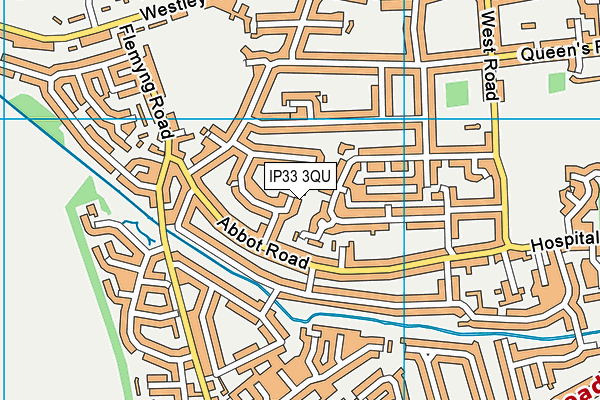 IP33 3QU map - OS VectorMap District (Ordnance Survey)