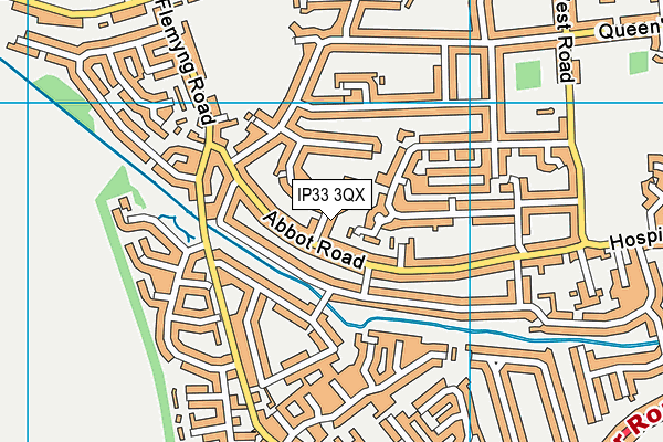 IP33 3QX map - OS VectorMap District (Ordnance Survey)