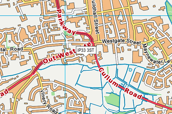 IP33 3ST map - OS VectorMap District (Ordnance Survey)