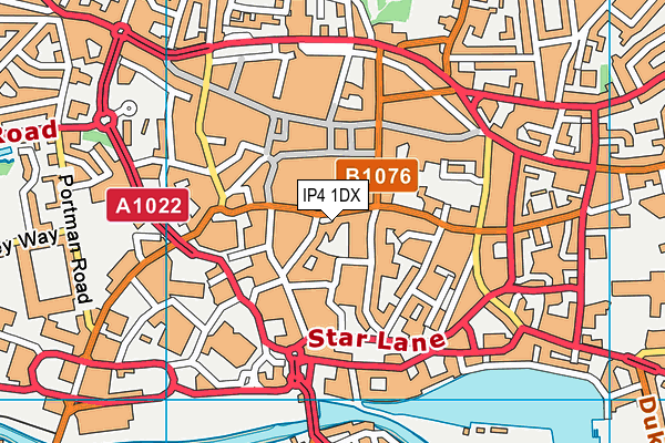 IP4 1DX map - OS VectorMap District (Ordnance Survey)