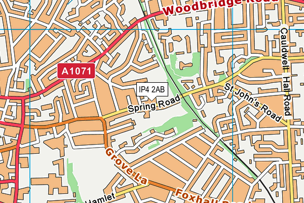 IP4 2AB map - OS VectorMap District (Ordnance Survey)