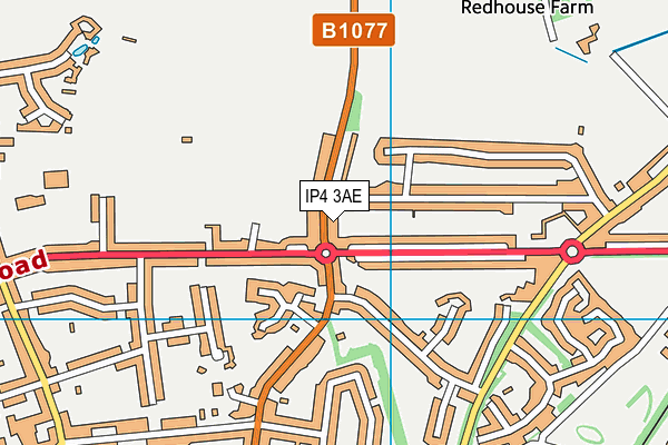 IP4 3AE map - OS VectorMap District (Ordnance Survey)