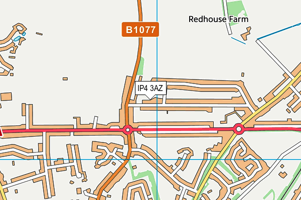 IP4 3AZ map - OS VectorMap District (Ordnance Survey)