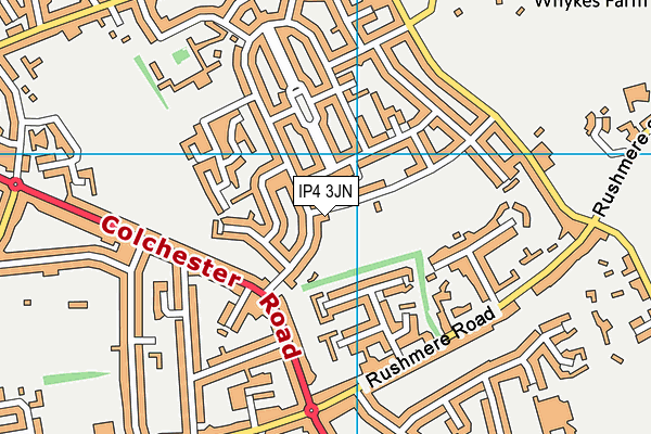 IP4 3JN map - OS VectorMap District (Ordnance Survey)