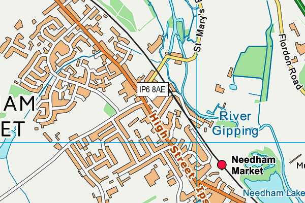 IP6 8AE map - OS VectorMap District (Ordnance Survey)