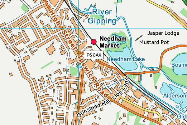 IP6 8AX map - OS VectorMap District (Ordnance Survey)