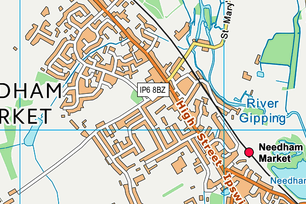 IP6 8BZ map - OS VectorMap District (Ordnance Survey)