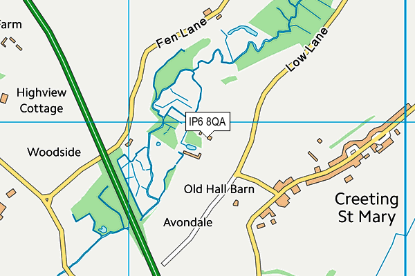 IP6 8QA map - OS VectorMap District (Ordnance Survey)