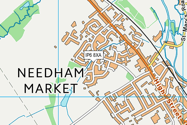 IP6 8XA map - OS VectorMap District (Ordnance Survey)