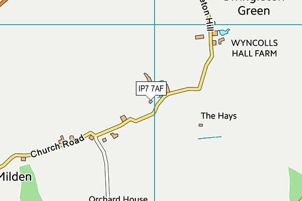 Milden Recreation Ground map (IP7 7AF) - OS VectorMap District (Ordnance Survey)