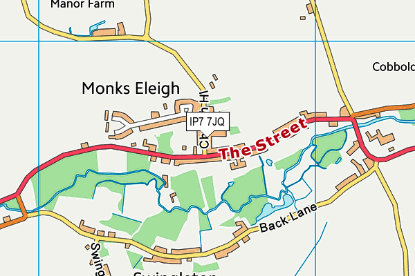 Monks Eleigh Playing Field (Closed) map (IP7 7JQ) - OS VectorMap District (Ordnance Survey)