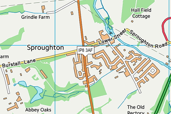 IP8 3AF map - OS VectorMap District (Ordnance Survey)