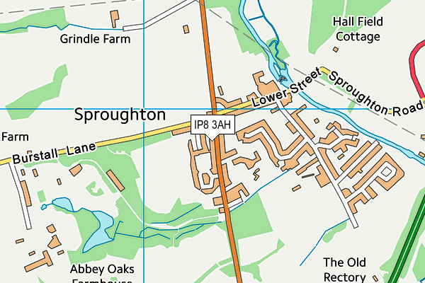 IP8 3AH map - OS VectorMap District (Ordnance Survey)