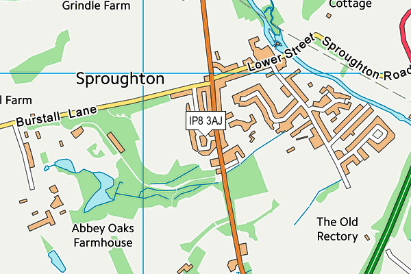 IP8 3AJ map - OS VectorMap District (Ordnance Survey)