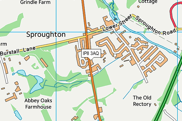 IP8 3AQ map - OS VectorMap District (Ordnance Survey)