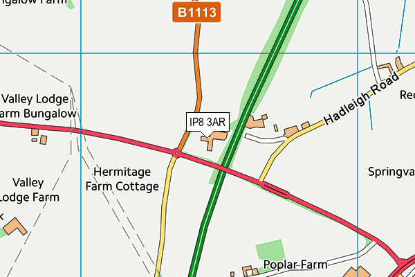 IP8 3AR map - OS VectorMap District (Ordnance Survey)