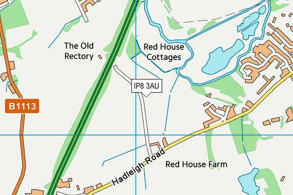 IP8 3AU map - OS VectorMap District (Ordnance Survey)