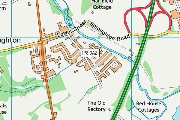 IP8 3AZ map - OS VectorMap District (Ordnance Survey)