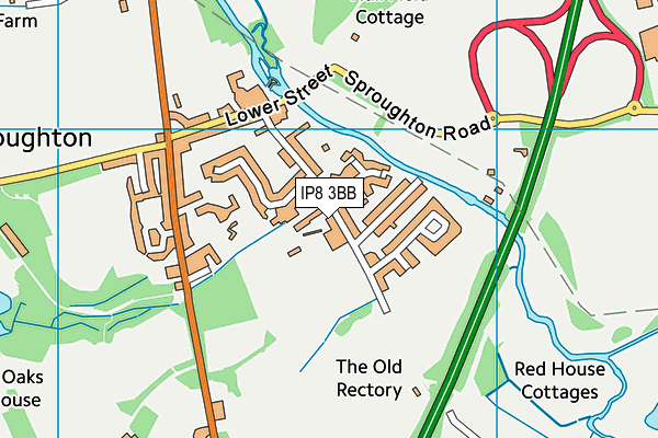 Sproughton Church of England Primary School map (IP8 3BB) - OS VectorMap District (Ordnance Survey)