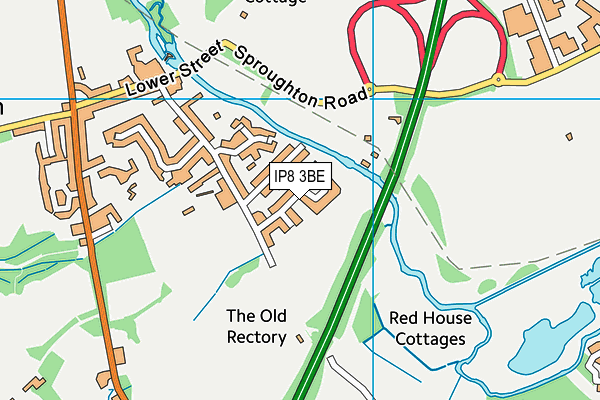 IP8 3BE map - OS VectorMap District (Ordnance Survey)