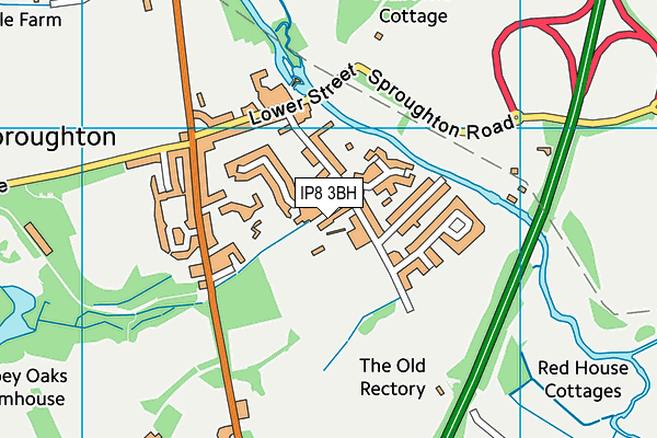 IP8 3BH map - OS VectorMap District (Ordnance Survey)