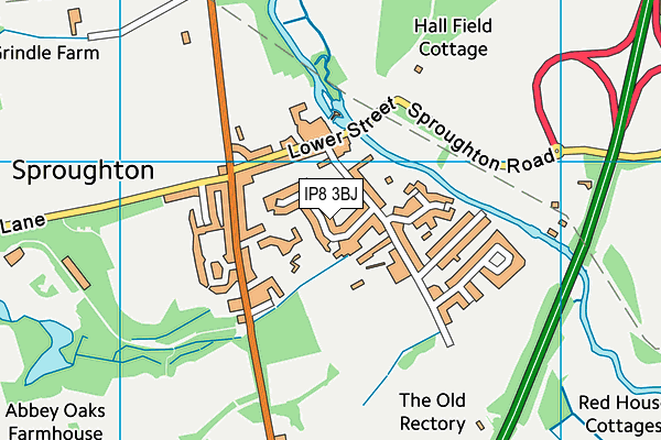 IP8 3BJ map - OS VectorMap District (Ordnance Survey)