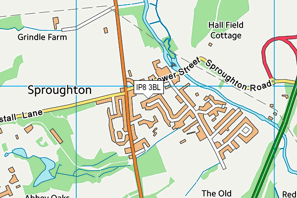 IP8 3BL map - OS VectorMap District (Ordnance Survey)