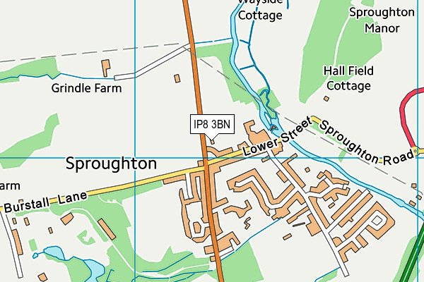 IP8 3BN map - OS VectorMap District (Ordnance Survey)