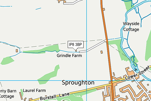 IP8 3BP map - OS VectorMap District (Ordnance Survey)