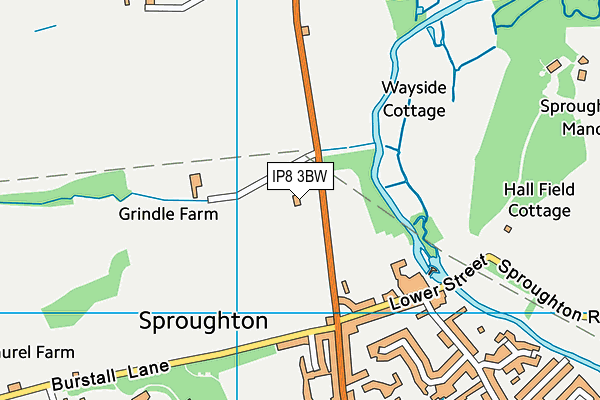 IP8 3BW map - OS VectorMap District (Ordnance Survey)