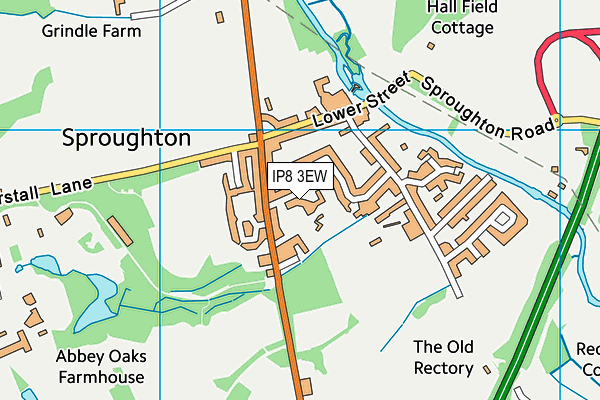 IP8 3EW map - OS VectorMap District (Ordnance Survey)