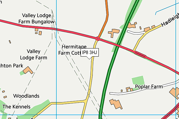 IP8 3HJ map - OS VectorMap District (Ordnance Survey)