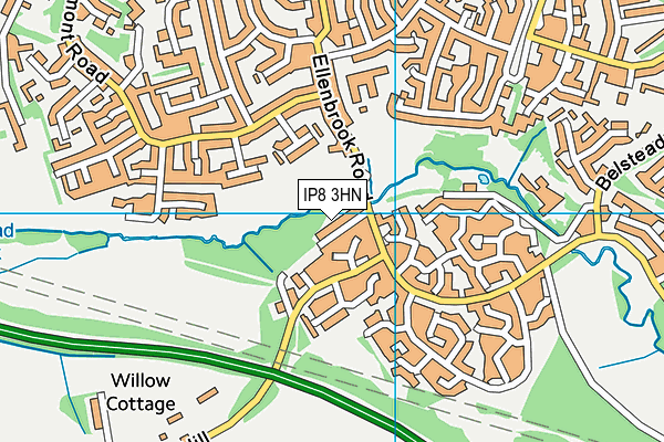 IP8 3HN map - OS VectorMap District (Ordnance Survey)