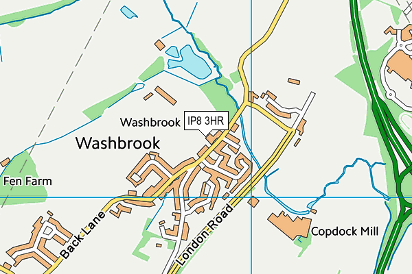 IP8 3HR map - OS VectorMap District (Ordnance Survey)