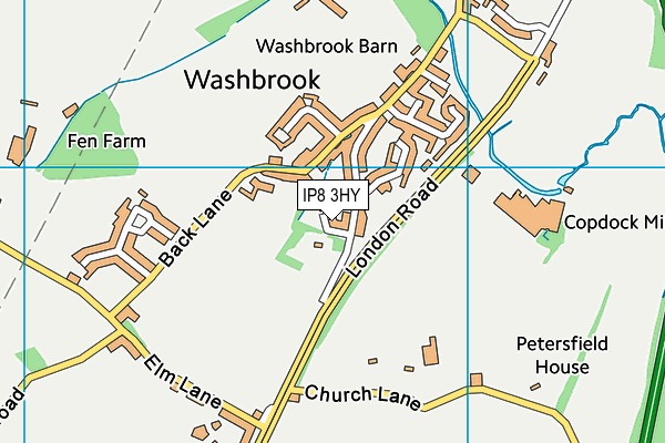 Copdock Primary School map (IP8 3HY) - OS VectorMap District (Ordnance Survey)
