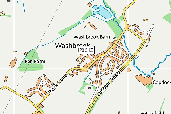 IP8 3HZ map - OS VectorMap District (Ordnance Survey)