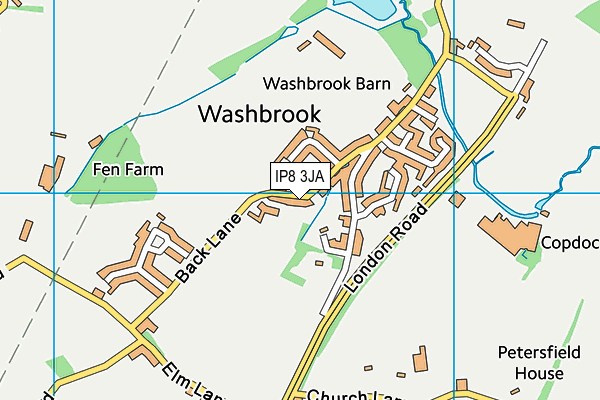 IP8 3JA map - OS VectorMap District (Ordnance Survey)