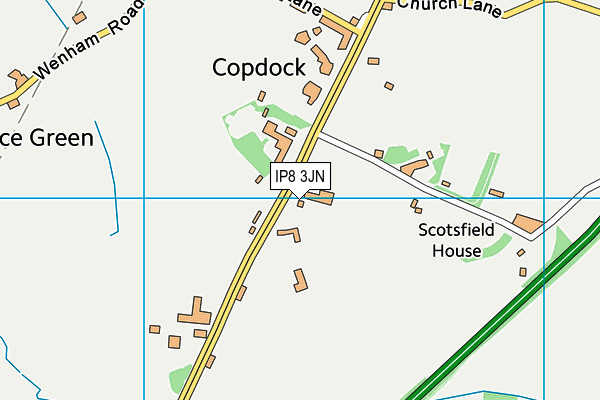 Copdock & Washbrook Recreation Ground map (IP8 3JN) - OS VectorMap District (Ordnance Survey)
